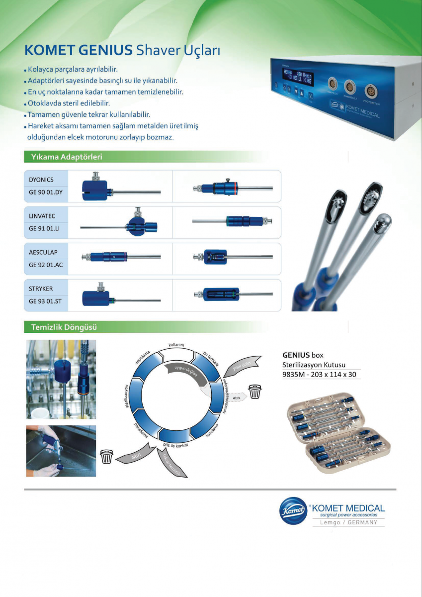 - Dyonics Çok kullanımlık Shaver Uçları